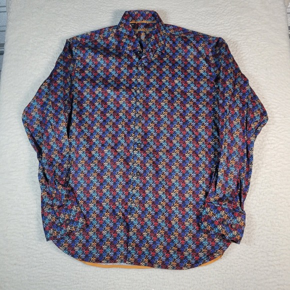 Visconti Black Other - Visconti Black Button Down Shirt Mens Size M Multi Color Skull Print Long Sleeve